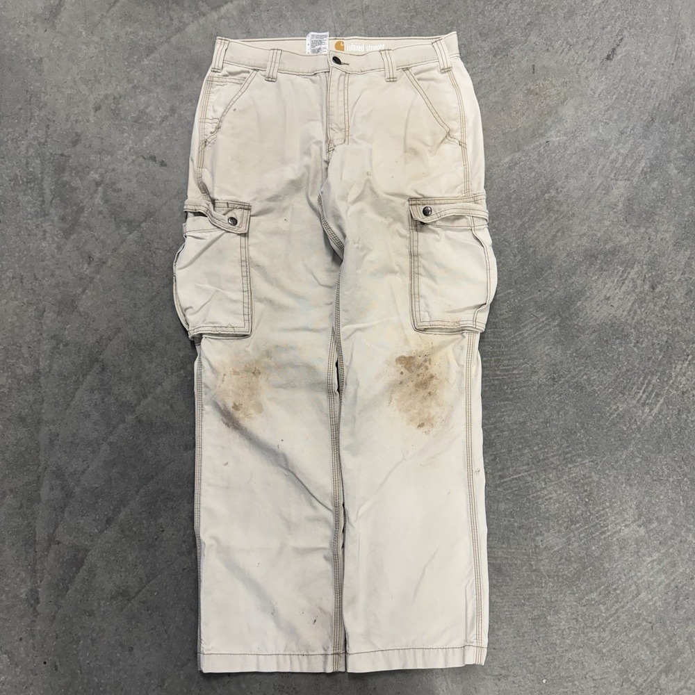 Men's Carhartt Pants Carpenter Cargo Relaxed Tan Grunge 100272232 Fits 32x30